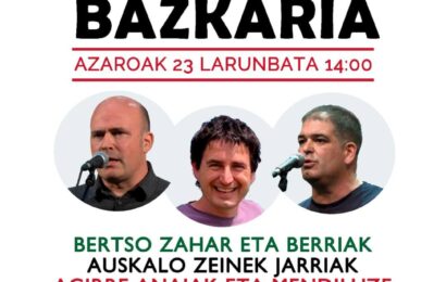 Bertso Zahar Bazkaria egingo dute larunbatean Ola Sagardotegian