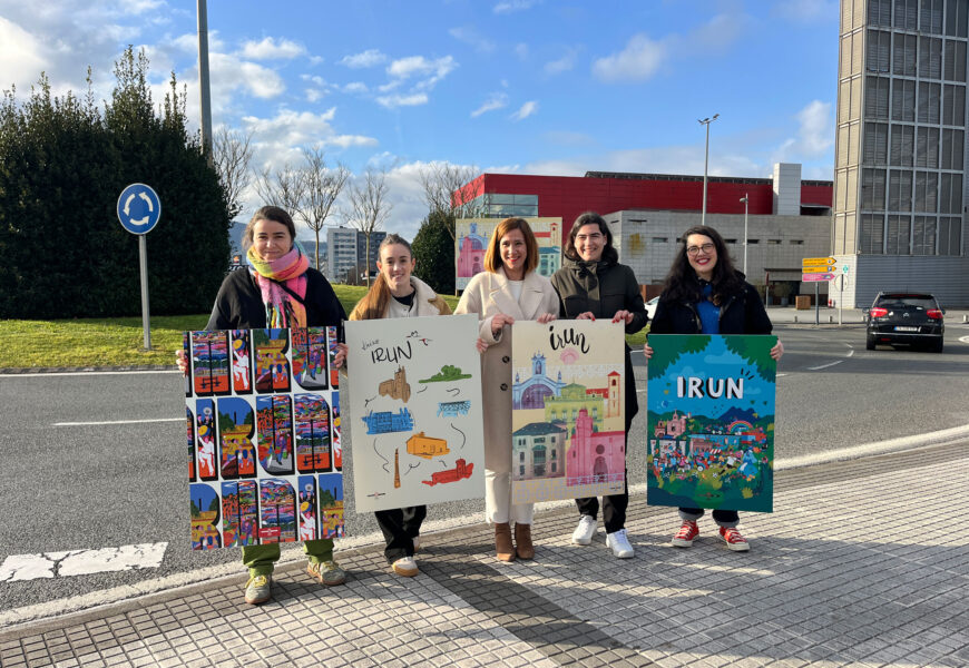 Irunek 4 kartel berri ditu hirira ongietorria emateko, bertako artisten sinadurarekin