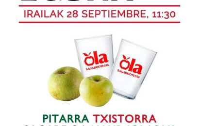 Iraileko azken igandearekin Sagar Eguna ospatuko dute Ola Sagardotegian Iraileko azken igandearekin Sagar Eguna ospatuko dute Ola Sagardotegian