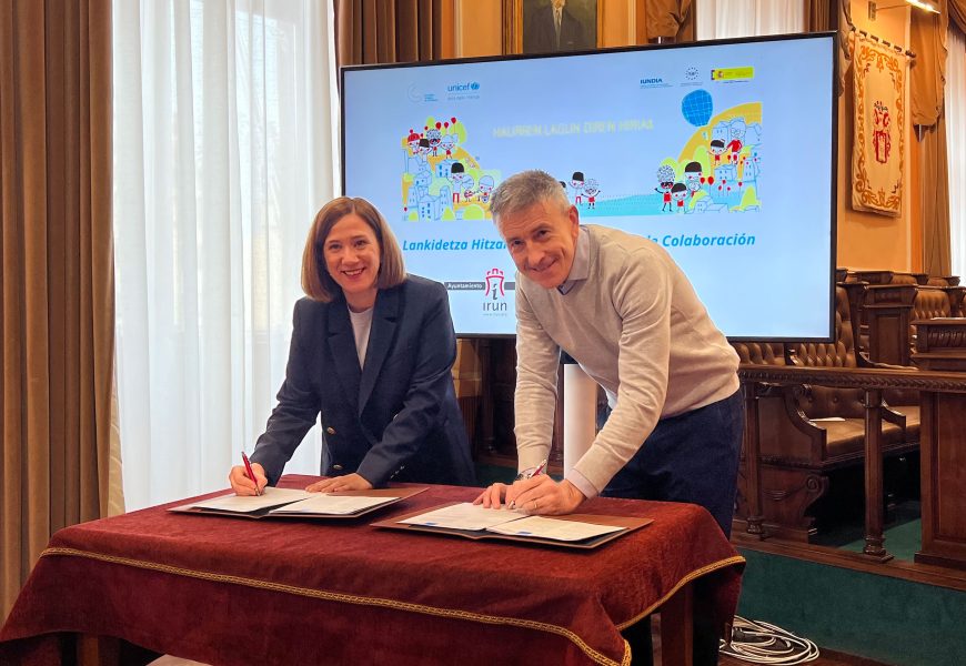 Irungo Udalak eta UNICEFek Irun Haurren Hiri Laguna izendatzeko hitzarmena berritu dute