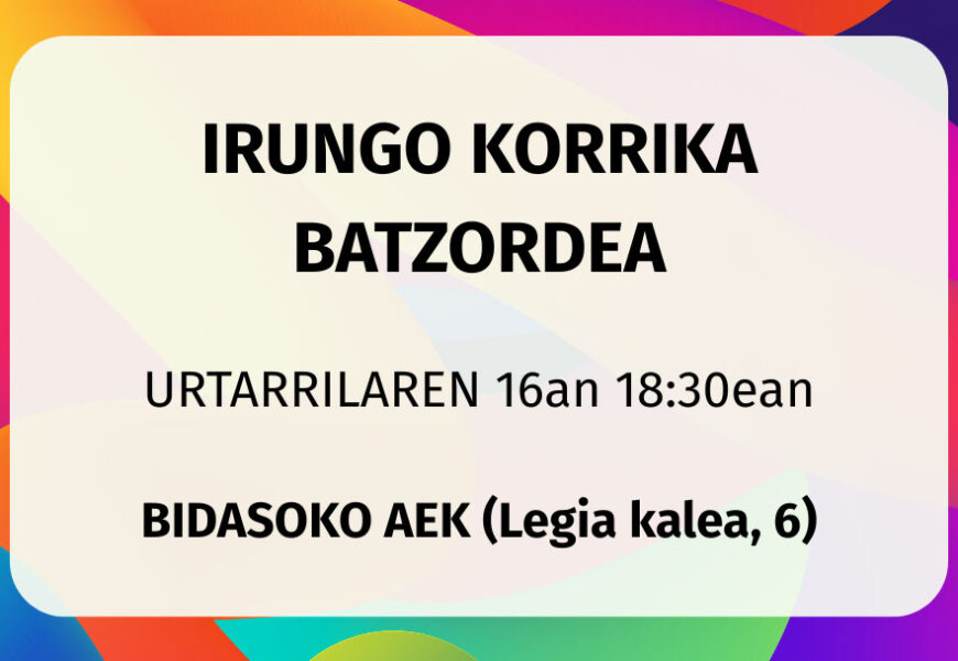 Irungo Korrika Batzodea urtarrilaren 16an bilduko da Bidasoako AEKn