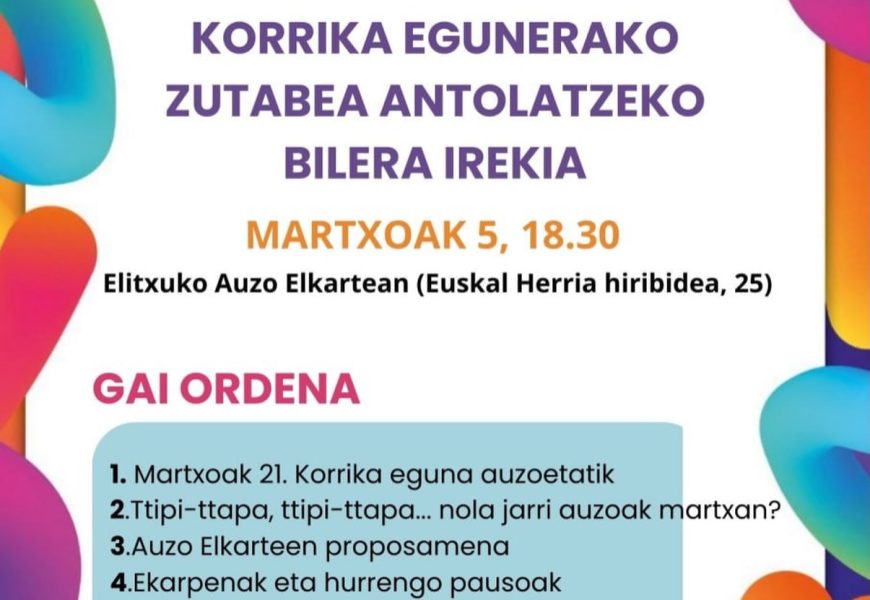 Elitxu, Larreaundi-Olaberria eta Alde Zaharra Korrika Eguna auzoetatik antolatzeko prestatzen hasi dira