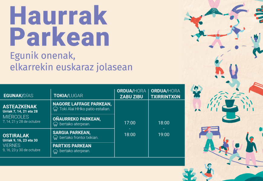 ‘Haurrak Parkean’ ekimenak euskarazko jolasa eramango du berriro Irungo lau parketara urrian